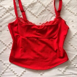 Red Lace Trim Camisole
